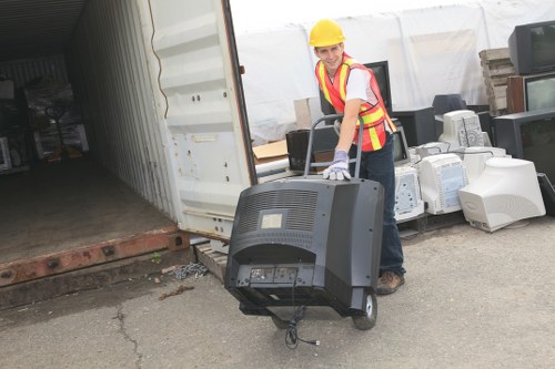 Professional waste removal team at work